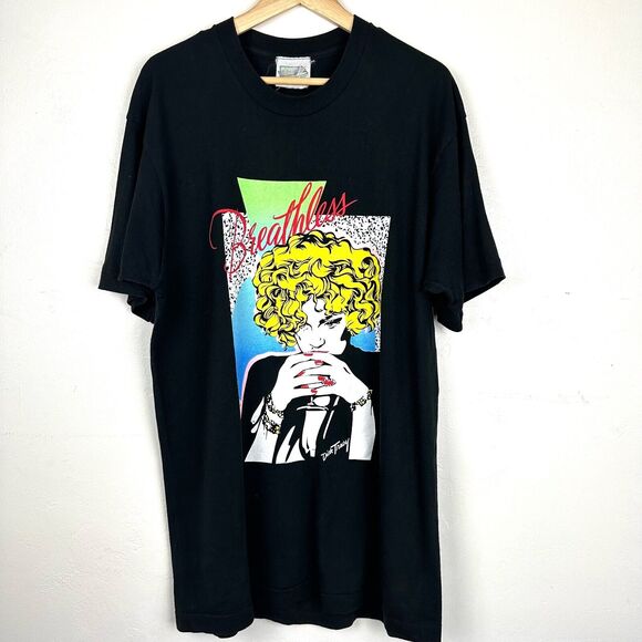 VTG Village Mews Madonna Dick Tracy Breathless Single Stitch Shirt Black Size XL - Picture 1 of 11